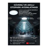 Kartek 18W Ledli Radar Sensörlü Sıva Üstü Tavan Armatürü - Yüksek Lümen, Akıllı Aydınlatma,Aydınlatma Glop Armatürü Led Avize Aplik Balkon Banyo Koridor Lambası Led (BEYAZ)