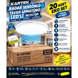 Kartek 20 Adet 18W Radar Sensörlü Sıva Üstü Tavan ARMATÜRÜ,18W Kendinden Ledli Modern Ince Tasarım ,akıllı Aydınlatma,aydınlatma Glop Armatürü LED Avize Aplik Balkon Banyo Koridor Lambası LED (Beyaz) - YOK