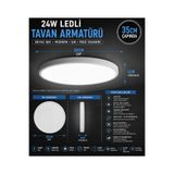 Kartek 24W Ledli Tavan Armatürü 35 Cm Beyaz Işık – İnce Dekoratif Led Tavan Lambası,Kolay Montaj Sıva Üstü Tavan Lambası Tak Çalıştır ,Tavan glop,Sensörlü Lamba
