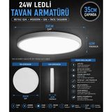 Kartek 35cm 24W Ledli Tavan Armatürü Beyaz Işık Ince Dekoratif LED Tavan Lambası,kolay Montaj Sıva Üstü Tavan Lambası Tak Çalıştır ,tavan Glop, - YOK