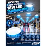 Kartek 5 Adet Radar Sensörlü Modern Sıva Üstü Tavan Armatürü 18W Ledli - Yüksek LÜMEN,27CM Akıllı Aydınlatma,aydınlatma Glop Armatürü LED Avize Aplik Balkon Banyo Koridor Lambası LED (Beyaz) - YOK