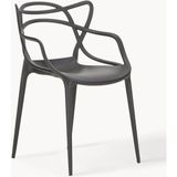 Kartell Masters Kolçaklı Sandalye - Turuncu, Istiflenebilir (2 Adet) - Siyah