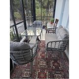 Kartepe Galvaniz Boru 2 1 1 Sehpa 60 90 Rattan Bahçe Balkon Takımı,gri Rattan/gri Kumaş Gri Rattan / Gri Kumaş