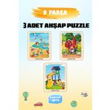Karter İnovasyon 3 Farklı Ahşap Puzzle,eğitici Öğretici Ahşap Puzzle,çubuk Puzzle,ahşap Yapboz