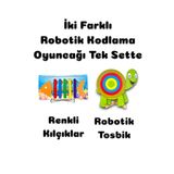 Karter İnovasyon Ikili Robotik Kodlama Seti,ahşap Oyuncak,eğitici Oyuncak,tosbik,renk Oyun Tahtası
