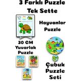 Karter İnovasyon Puzzle,ahşap Oyuncak,ahşap Puzzle Seti,eğitici Oyuncak,dinazor,hayvanlar