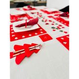 Karter İnovasyon Yılbaşı Temalı 16 Parça Amerikan Servis, Yılbaşı 4 Kişilik Supla Seti, Yılbaşı Kare Servis Kırmızı - 32 x 32 cm