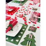 Karter İnovasyon Yılbaşı Temalı Kare Karışık Supla Seti, Yılbaşı Yemek Seti 4 Kişilik Kırmızı-Yeşil Karışık Set - 32 x 32 cm - Çok Renkli