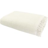Kartex Büyük Kareli Buldan İşi Koltuk Çekyat Örtüsü - %100 Pamuklu - 180 x 220 cm - Krem