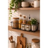 KARTEYA Çok Amaçlı Tekli Saklama ve Düzenleme Sepeti 30*14,5 cm Metal Organizer Siyah Sepet