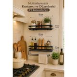 KARTEYA Lamalı 1 Düz 1 Havlulu Baharatlık Rafı Çok Amaçlı Mutfak Düzenleyici 2li Lamalı Metal Organizer Set