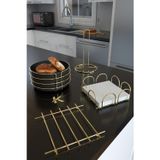 KARTEYA Servis Sunum Seti Ve Ekmek Sepeti Havluluk Peçetelik Nihale Ekmeklik Altın Gold 4'lü Çeyiz Set