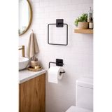 KARTEYA Yapışkanlı Kare Havluluk Havlu Askısı ve Tuvalet Wc Kağıtlık Pratik Banyo 2'li Set
