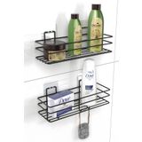 KARTEYA Yapışkanlı Paslanmaz Banyo Rafı Mat Siyah Banyo Şampuanlık Duşakabin Duş Askısı 2 li Set