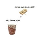 Karton Bardak 4 Oz (120 Ml )3000 Adet+ Ahşap + Karıştıcı
