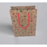 Karton Çanta 12X17X5 10 Adet Kraft Kağıt 2 Renk Baskılı - Açık Kahverengi