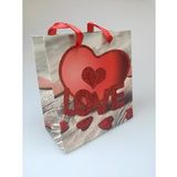 Karton Çanta Love Simli 14cm X 15cm - 1 Adet