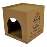 Karton Kedi Evi ve Tırmalama Kutusu, Çift Fonksiyonlu, 32X32X32 Cm, Kedi Tırmalama ve Dinlenme Alanı