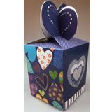 KARTON KUTU MAVİ KALPLİ (KATLAMALI) 8,5CM X 8,5CM X 11CM