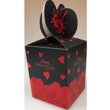 KARTON KUTU SİYAH KALPLİ HAPPY VALENTİNE'S DAY (KATLAMALI) 8,5CM X 8,5CM X 11CM