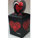 KARTON KUTU SİYAH KALPLİ LOVE (KATLAMALI) 8,5CM X 8,5CM X 11CM