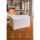 kartonya 20 Adet Ev Taşıma Kolisi 52x35x28 cm BC Dalga Beyaz Koli + 20 Adet Kırılabilir Etiketi | Dayanıklı Taşıma Kolisi