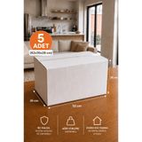 kartonya 5 Adet Ev Taşıma Kolisi 52x35x28 cm BC Dalga Beyaz Koli + 5 Adet Kırılabilir Etiketi – Dayanıklı Taşıma Kolisi