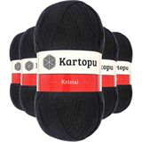 Kartopu K940 Siyah 5 Adet Kristal Çift Katlı El Örgü Lif İpi
