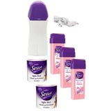 Kartuş Ağda Makinesi + Sesu Pembe Roll-on Ağda 3'lü + Ağda Bezi 10 M 2'li