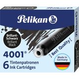 Kartuş Serisi TP6X Dolmakalem Kartuşu, Siyah | Pelikan Standart Mürekkep Kartuşları 4001 Parlak