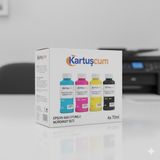 Kartuşcum Epson 664 T6641 T6642 T6643 T6644 Muadil 4 Renk Mürekkep Kartuş Seti