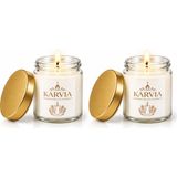Karvia Kokulu 2'li 210 cc Cam Kavanoz Mum Set-El Yapımı - Beyaz - Vanilya
