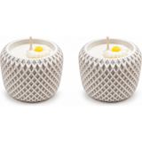 Karvia Kokulu Baklava Desenli 2'li Beton Mum Set- El Yapımı - Beyaz - Vanilya