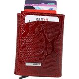 Karya Deri Unisex Mekanizmalı Kartlık Cüzdan 00600 - Kırmızı Desenli