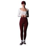 Karyoka Dikiş Detaylı Toparlayıcı Sportif Detaylı Ekstra Esnek Kadın Tayt @Amazon Bordo M