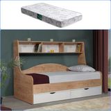 Karyola, Hera Çekmeceli Karyola 90X200 - Ceviz-Beyaz - 1 Adet Comfort Yatak 90 X 200