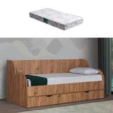 Karyola, Okyanus Çekmeceli Yatak 90X200 1 Adet Comfort Yatak 90 X 200 Ceviz-Beyaz
