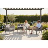 Kaş 2+1+1+sehpa Bahçe Balkon Mobilyası,gri Rattan/gri Kumaş Gri