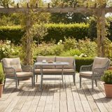 Kaş 2+1+1+sehpa Bahçe Balkon Mobilyası,gri Rattan/Kumaş Bej