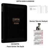 Kasa Ajandası 17X24 Cm, Günlük Kasa Defteri, Tarihli 2026, Takvim Hediyeli, Siyah - Çok Renkli - Standart - Genel