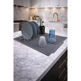 Kaşbaşı Home Büyük Boy Antrasit 44 X 33 Cm Silikon Bulaşık Kurutma Matı Bulaşıklık