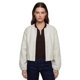 Kaşe Bomber Ceket Crop Bisiklet Yaka Fermuarlı Cepli Uzun Kollu