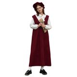 Kaşe Uzun Kışlık V Yaka Jile Elbise ve Şapka (2 li Takım) (Bordo, S-M)