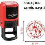 Kaşeciniz Sırdaş R30 Öğretmen - Aferin Kaşesi + 25 cc Sırdaş Mürekkep - (Model 2)