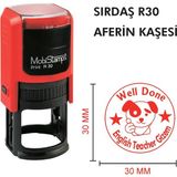 Kaşeciniz Sırdaş R30 Öğretmen - Aferin Kaşesi + 25 cc Sırdaş Mürekkep - (Model 3)