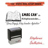 Kaşem Kitap Kurtlarına ve Kişiye Özel Kitap Kaşesi Kitap Mühürü - Kırmızı - Dikdörtgen - 60 mm x 25 mm