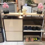 Kaser 2+2 Yatay Raflı Kahve Krem Metal Ayakkabılık - Krem - Kahve Eskitme