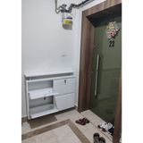 Kaser 2+2 Yatay Raflı Kilitli Metal Ayakkabılık - Beyaz Cam