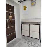 Kaser Kahve Krem 2+2 Kapaklı Kilitli Metal Ayakkabılık - Beyaz