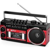 Kaset Çalar, Taşınabilir Kaset Teyp Çalar, Fm/am/sw Frekans Bandı Destekli Kaset Kaydedici, Kaset/bluetooth/kart Girişi/kayıt Özellikli, Pilli/elektrikli Kullanılabilir, PX-250BT (Kırmızı)